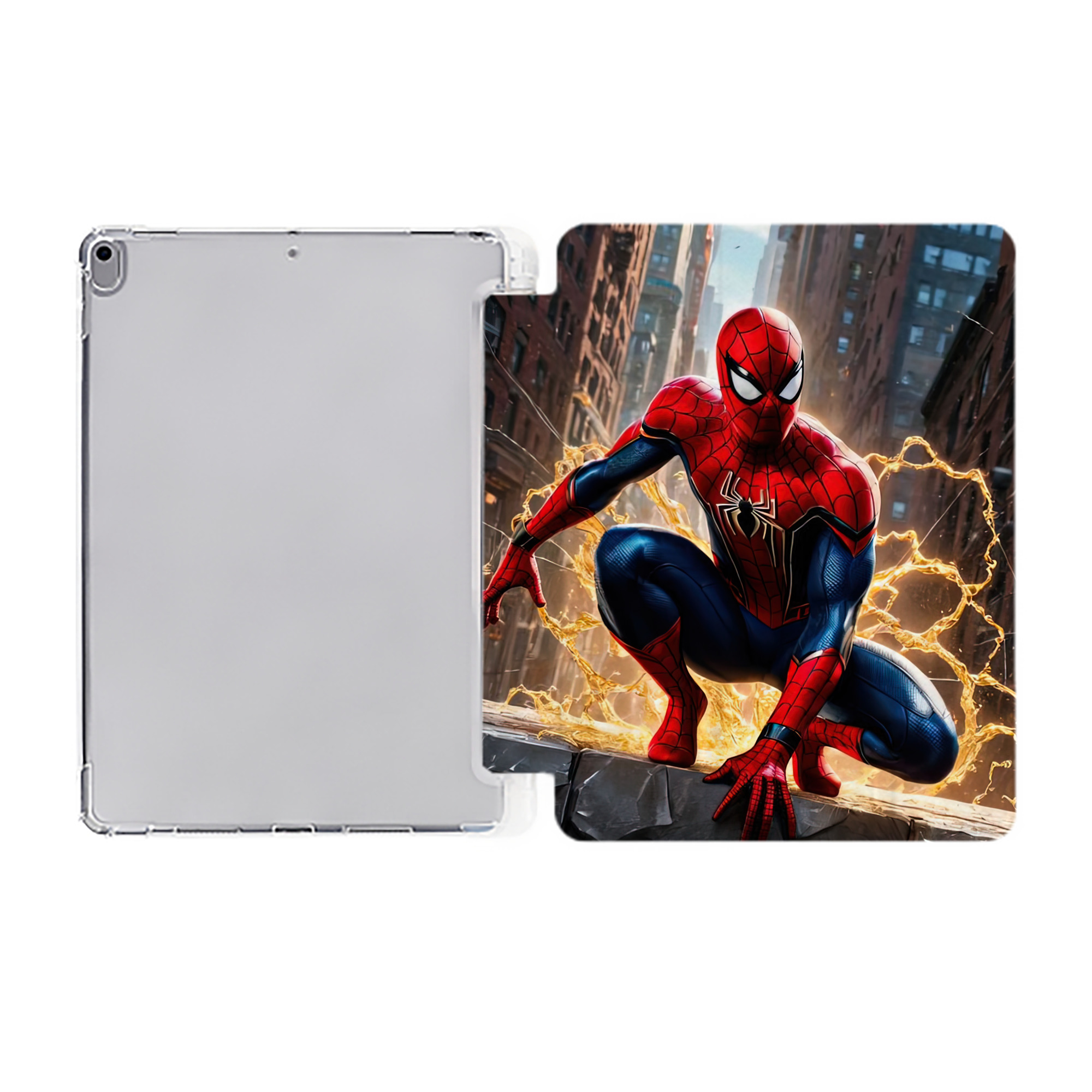 （画像用） Spider Man スパイダーマン IPad ケース ペン収納付き 三つ折りスタンド PUレザー×シリコン 対応機種9.5/10.5/10.9インチ